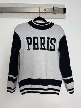 PARIS Black & White Knit Sweater Sweatshirt Size Medium